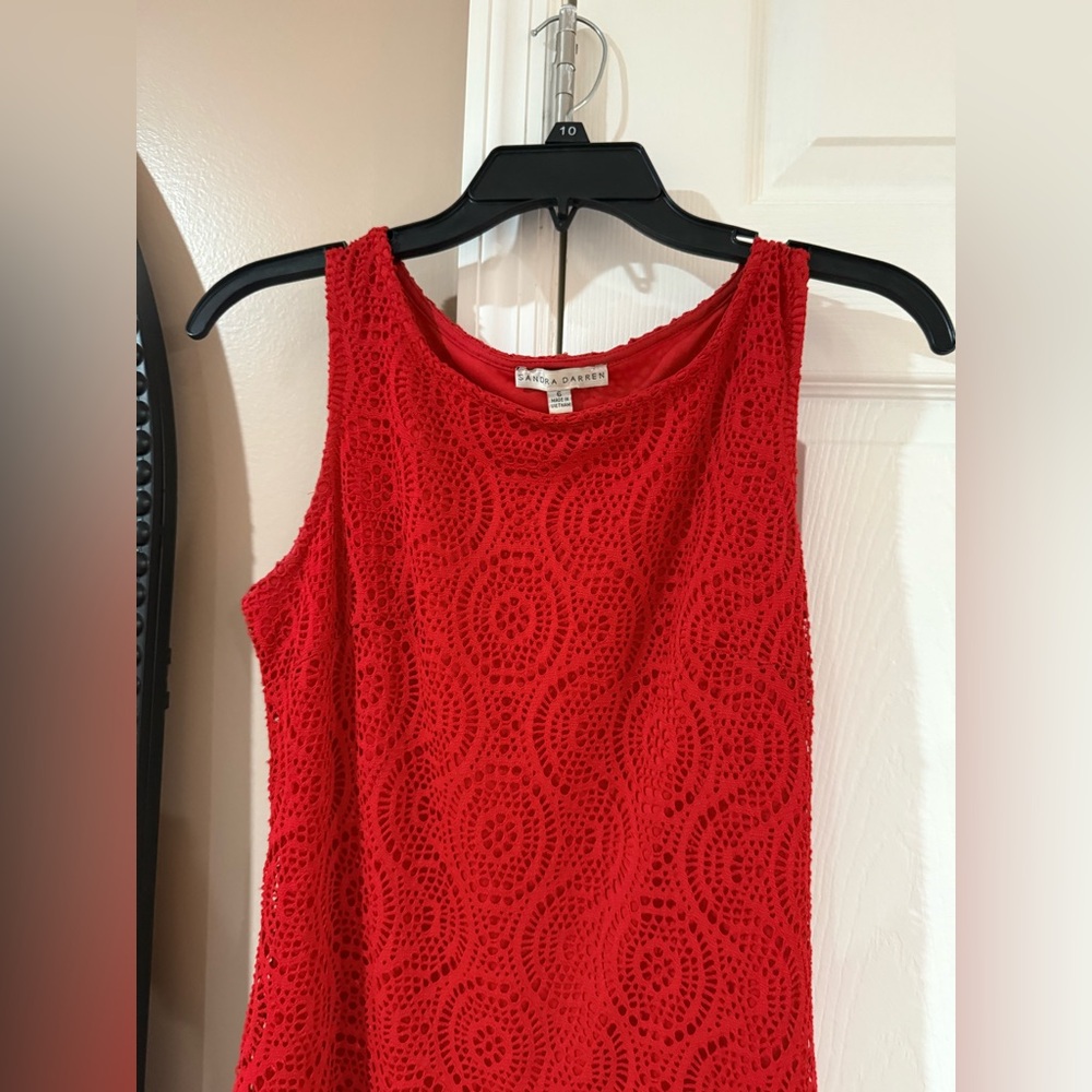 Sandra Darren Vibrant Red Lace Tank